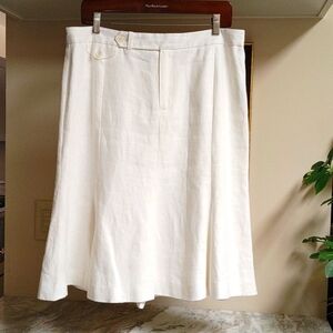 Ralph Lauren White Linen Paneled Skirt 12P